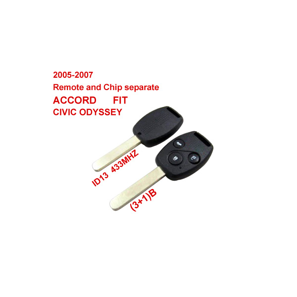 Remote Key for 2005-2007 Honda (3+1) Button and Chip Separate ID13 (433MHZ) fit ACCORD FIT CIVIC ODYSSEY