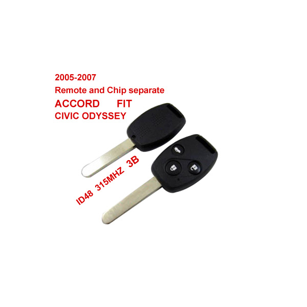 Remote Key for 2005-2007 Honda 3 Button and Chip Separate ID48 (315 MHZ) fit ACCORD FIT CIVIC ODYSSEY