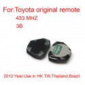 Original Remote Key for Toyota 3 Buttons 433MHZ(2013)