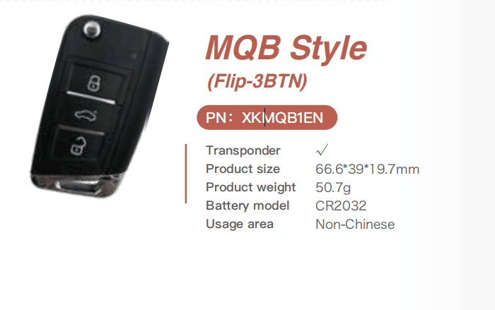 xhorse vw mqb xkmqb1en flip regular key 3 buttons