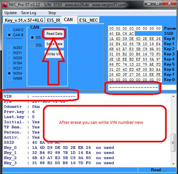 Write New VIN Number Process Display